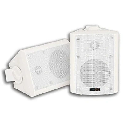 Afbeelding van E Lektron EWL4P stereo passief luidsprekerpaar incl. montagebeugels, set voor binnen en buiten 4&quot; 100W wit