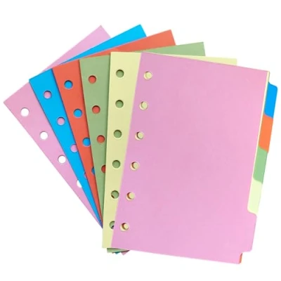 Afbeelding van DY.2ten 6 ringbandverdelers met 5 tabbladen, 2 sets, papieren bindmiddelverdelers, A7 formaat, duurzaam, kleuren, organisatoren voor schoolvakken
