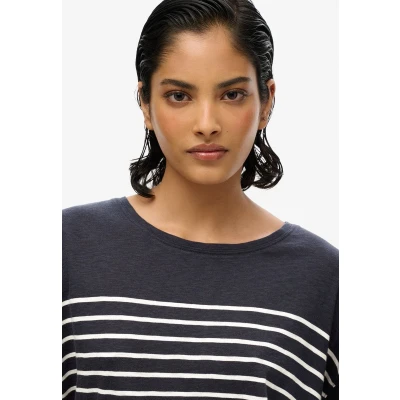 Afbeelding van Superdry Studios Dropped Shoulder Tshirt print, Dames, Maat: 38, Navy optic stripe
