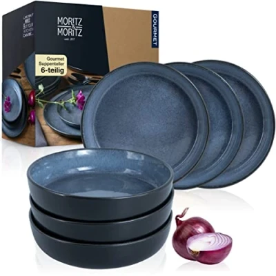 Afbeelding van Set van 6 bankplanken, blauw, bankplanken voor personen, porselein, water en magnetronbestendig