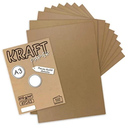 Afbeelding van NEUSER papier 50x Vintage Kraft DIN A3 410gr natuurlijk bruin gerecycled duurzame ambachtelijke karton kunstenaar groot vel UmWelt door GUSTAV