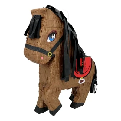 Afbeelding van Boland Pinata Paard papier bruin 45 x 33 cm feestartikelen verjaardag Pinatas