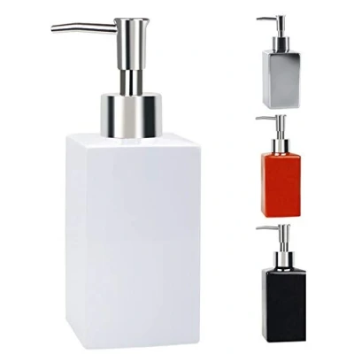 Afbeelding van Spirella Zeepdispenser Quadro porselein vloeibare zeep dispenser 300ml wit