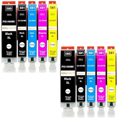 Afbeelding van Amaprint 10 XL cartridges compatibel met Canon PGI 580 CLI 581 voor Pixma TR7500 TR7550 TR8550 TS6100 TS6150 TS6151 TS6250 TS6251 TS6350 TS6351 TS705 TS9540 TS9541c TS9550 TS9551c