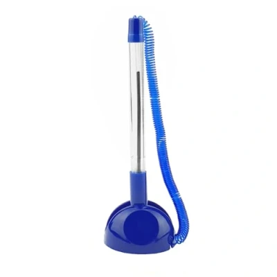 Afbeelding van D.RECT pen aan een ketting receptie pennenhouder voor modern, georganiseerd bureau zelfklevende op koord, schrijfkleur blauw