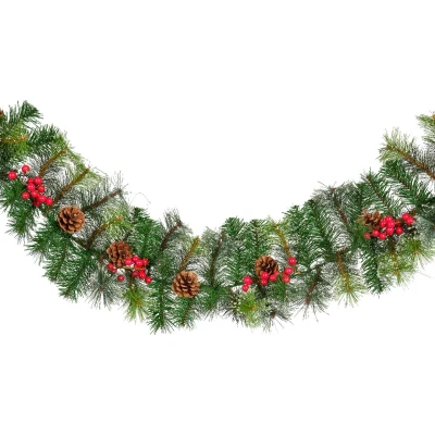 Afbeelding van Kerstslinger guirl.bes l10b30h270 cm groen/wit Everlands