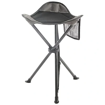 Afbeelding van EVER ADVANCED Klapkruk, opvouwbaar, driepootkruk, ultralicht, campingkruk, 53,3 cm hoog, 102 kg belastbaar met zijvak, draagbare viskruk, inklapbaar voor kamperen, jagen, wandelen, vissen, zwart
