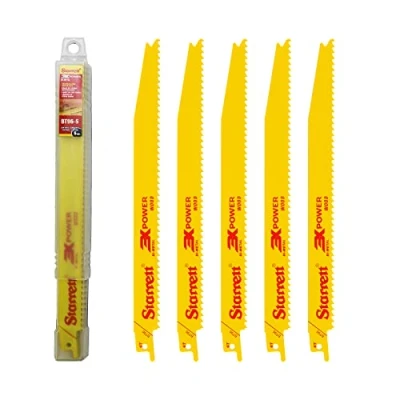 Afbeelding van Starrett Houtzagen reciprozaagblad 5 stuks BT96 bimetaal 225 mm/9&quot; inch 6 TPI uniforme schacht compatibel met Bosch Dewalt Makita en vele anderen