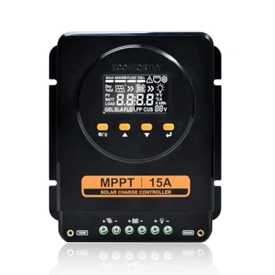 Afbeelding van ECO WORTHY 15A MPPT Solar Charging Controller 12V/24V laadregelaar zonne energie met LCD display, Bluetooth APP Monitor &amp; RS485, 99% laadefficiëntie voor lithium GEL SLA FLD batterij