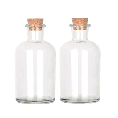 Afbeelding van Magic Season Decoratieve glazen flessen met kurkstop (250 ml ronde flessen/2 stuks)