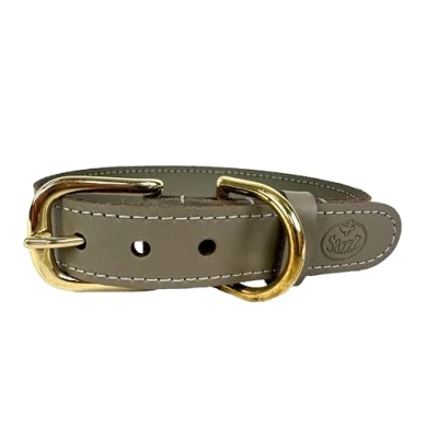 Afbeelding van Sazzz Halsband Hond Braveheart Classic Leer Taupe 32 39X2 CM