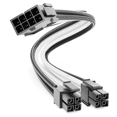 Afbeelding van deleyCON 4+4 Pins EPS CPU Processor Voedingskabel Intern 30 cm 18 AWG PSU Moederbord PC Computer Voeding Nylon Mannelijk naar Vrouwelijk Zwart Wit