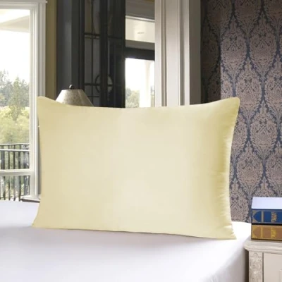 Afbeelding van townssilk Kussensloop, 100% zijde, pure moerbeizijde, 19 mm, dubbelzijdig, ter bescherming van haar en huid, verborgen ritssluiting, 1 stuk, 50 x 70 cm, lichtgeel