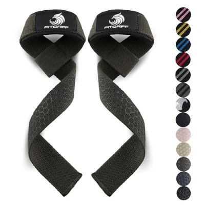 Afbeelding van Fitgriff® Lifting Straps Gym (Gewatteerd) Polsbanden Fitness voor Gewichtheffen, Deadlift, Krachttraining Heren en Dames (Legergroen (Siliconen), Standaard (pols boven 16 cm))