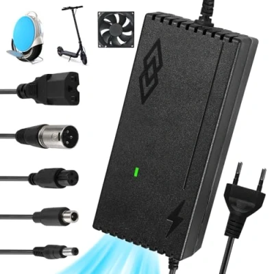 Afbeelding van 54,6 V 2 A oplader voor elektrische scooter, scooter met 5 aansluitingen hoverboard