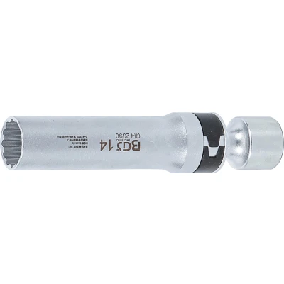 Afbeelding van BGS Bougie kniedopsleutel twaalfkant met borgveer 3/8&quot; 14 mm