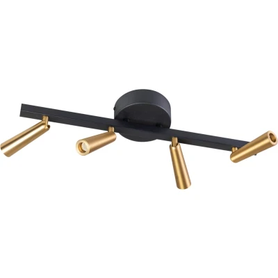 Afbeelding van ETH Barry Spot led 4x3w 2700k langwerpig zwart+mat messing dimbaar W500xH195mm 4x66Lm