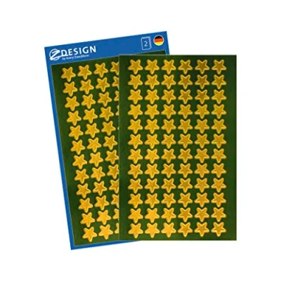 Afbeelding van AVERY Zweckform 144 stickers Kerstmis sterren goud (Made in Germany, kerststickers glanspapier, zelfklevende kerstdecoratie voor kaarten, geschenken, zakjes) 2 vellen/72 sterstickers, 52805