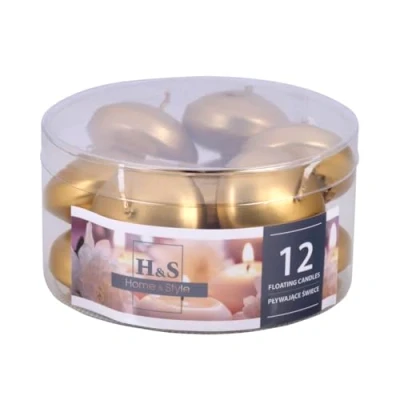 Afbeelding van DONAU HOME Set drijvende kaarsen, goud, 12 stuks, 2,8 x Ø 4,8 cm, 4 uur brandduur, warme theelichtjes, voor diner, bruiloft, zwembad