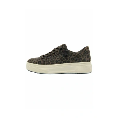 Afbeelding van Tamaris Comfort Dames Plateau ritssluiting Low Top Sneaker, Mokka Leopard, 38 EU