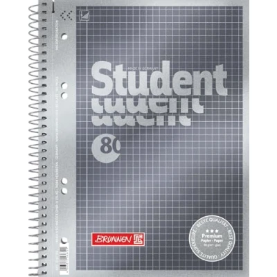 Afbeelding van Brunnen Notitieblok/Collegeblok Student Premium, 4 voudig geperforeerd (veredeld dekblad met metallic effect, A5, geruit, 90 g/m², 80 vellen)