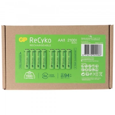 Afbeelding van AA Mignon batterij GP NiMH 2100 mAh ReCyko 1.2V 8 stuks
