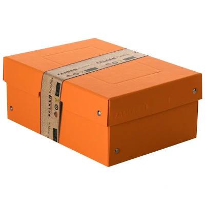 Afbeelding van Originele Falken PureBox pastel. Made in Germany. 100 mm hoog DIN A5 oranje. Opbergdoos met deksel van stevig karton Veganistische geschenkdoos transportdoos multifunctionele doos