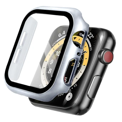 Afbeelding van Apple Watch 44 mm Hoes: iMoshion Full Cover Hardcase Zilver Kunststof Smart Covers