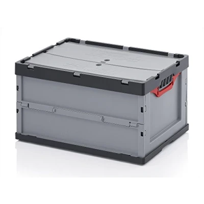 Afbeelding van Profi Faltbox mit Deckel 2er Set, Auer Packaging Behälter Stapelbehälter Aufbewahrungskiste Transportbox Plastikbox Klappbox FBD 64/32, 60x40x32 cm, 67 Liter,