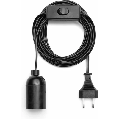 Afbeelding van Hanglamp zwart E27 met 3,5 meter kabel, schakelaar en Stekker