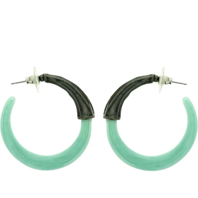Afbeelding van Behave Oorbellen oorringen blauw zilver kleur 4cm