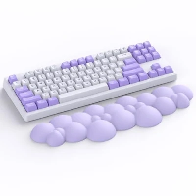 Afbeelding van ATTACK SHARK Cloud Polssteun, Antislip Ergonomische Toetsenbord Bureau Hand Polssteun voor TKL/87 Toetsen/105 Toetsen Gaming Mechanisch Handsteun Paars
