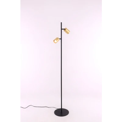 Afbeelding van Vloerlamp zwart met 2 gouden spots gu10 150cm