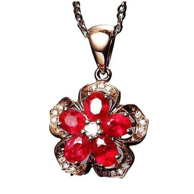 Afbeelding van N3 Collecties Vrouw Meisje Bloem Zirkonia 18K Platinum Rose Gouden Ketting Hanger