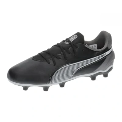 Afbeelding van Puma KING Match FG/AG JR Unisex Voetbalschoenen met kunststof noppen voor kinderen, Maat: 37.5, Black/white/cool dark gray Textiel/ synthetisch