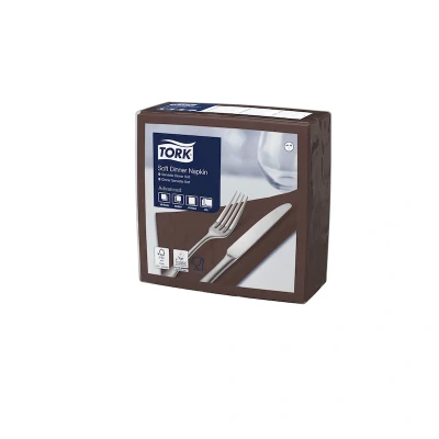 Afbeelding van Tork Soft Dinnerservet 39x39cm 3 laags 1/4 vouw Bruin 477774