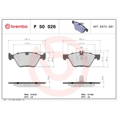 Afbeelding van Brembo Remblokset P 50 026