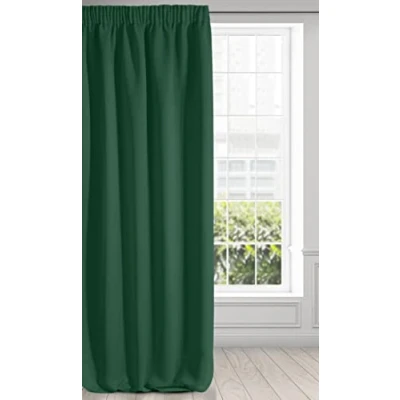 Afbeelding van Eurofirany LOGAN Gordijn ondoorzichtig, blackout, satijn verduisteringsgordijn met plooiband 1 st. Elegant, glad, effen, woonkamer, slaapkamer, 135x270 cm, donkergroen