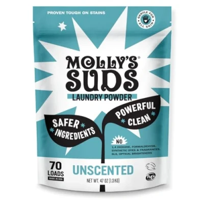 Afbeelding van Molly&#039;s Suds Origineel waspoeder, natuurlijk uit aarde gewonnen niet vloeibaar en organisch wasmiddel, gevoelige huid, 70 wasbeurten, ongeparfumeerd