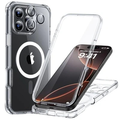 Afbeelding van ESR Armor Tough HaloLock Hoesje Geschikt voor Apple iPhone 16 Pro Max Compatibel met MagSafe Ingebouwde Screen Protector Kickstand Full Protect Camera Bescherming Transparant