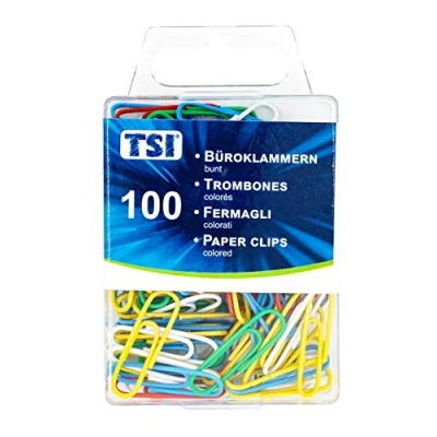 Afbeelding van TSI Paperclips, 26 mm, 100 stuks, gekleurd, 48099