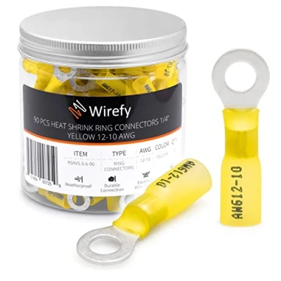 Afbeelding van Wirefy 90 Stuks M6 Kabeloog Kabelschoenen Krimpkous Auto&#039;s Rond Connector Kit Geïsoleerd 4 6 mm²