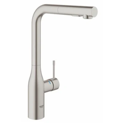 Afbeelding van Grohe essence new keukenmengkraan eengreeps dual spray uittrekbaar 348mm hoogte 204mm l uitloop hoog draaibaar supersteel 30270dc0