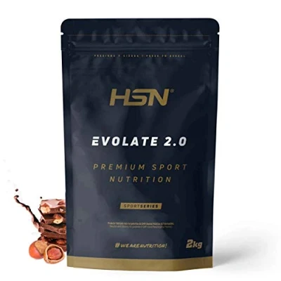 Afbeelding van HSN Evolate 2.0 weiproteïne isolaat, chocoladesmaak, hazelnoten, 2 kg = 67 blikjes per verpakking, wei proteïne isolaten CFM + spijsverteringsenzymen, niet GMO, vegetarisch, gluten en sojavrij