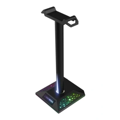 Afbeelding van Oversteel Stellite Gaming Headset Stand, 10 RGB achtergrondverlichtingsmodi, anti slip basis, USB, zwart