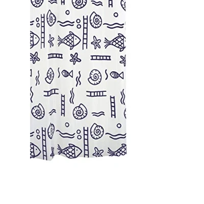 Afbeelding van RIDDER Douchegordijn textiel ca. 240x180 cm Neptun, blauw, incl. ringen wasbaar vissen ÖkoTex