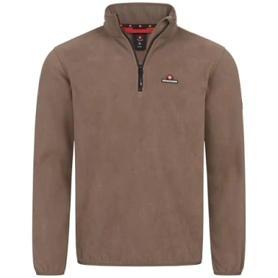 Afbeelding van Höhenhorn Skyja fleece pullover voor heren, herfst en winter, microfleece, sweatshirt met halve ritssluiting, bruin, M