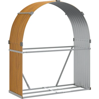 Afbeelding van Haardhoutopslag 120x45x140 cm gegalvaniseerd staal lichtbruin