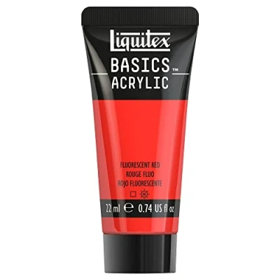 Afbeelding van Liquitex 8870502​ Basics acrylverf Fluorescent Red, 22 ml tube, lichtecht, waterbestendig, voor het schilderen en decoreren van hout, metaal, keramiek, kunststof, canvas