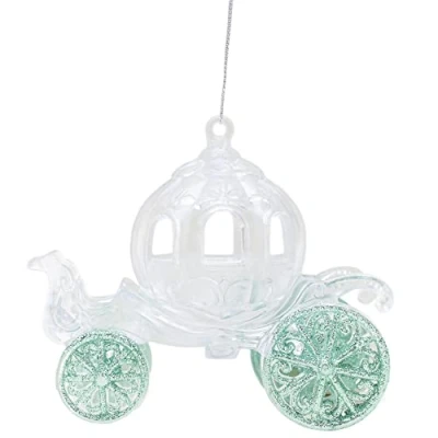 Afbeelding van Christmas Concepts® 10 cm glitter versierde prinsessenkoetsdecoratie (MUNTGROEN, 1)